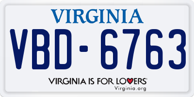 VA license plate VBD6763