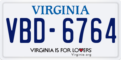 VA license plate VBD6764