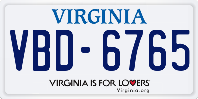 VA license plate VBD6765