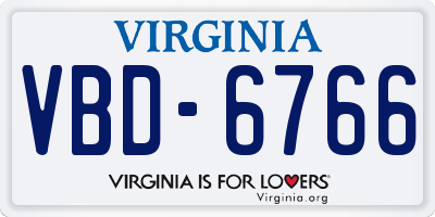 VA license plate VBD6766