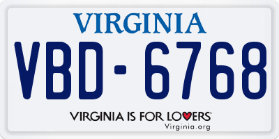VA license plate VBD6768