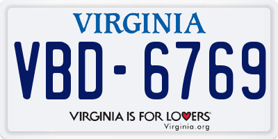 VA license plate VBD6769