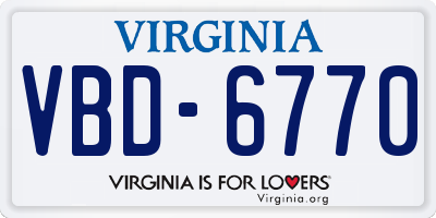 VA license plate VBD6770