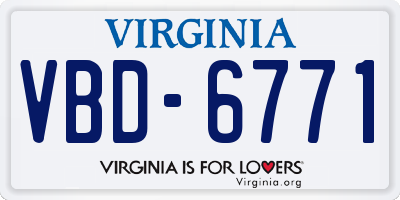 VA license plate VBD6771