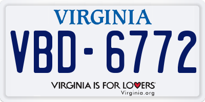 VA license plate VBD6772