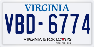 VA license plate VBD6774