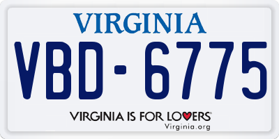 VA license plate VBD6775