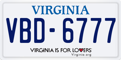 VA license plate VBD6777