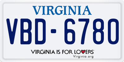 VA license plate VBD6780