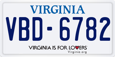 VA license plate VBD6782