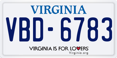 VA license plate VBD6783