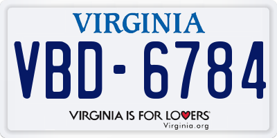 VA license plate VBD6784