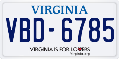 VA license plate VBD6785