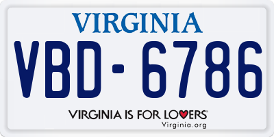 VA license plate VBD6786