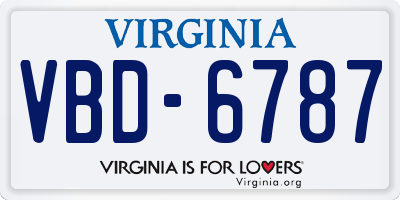 VA license plate VBD6787