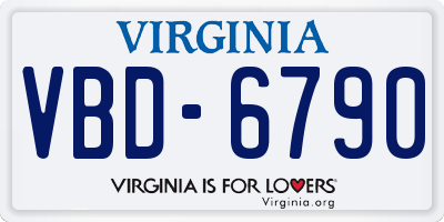 VA license plate VBD6790
