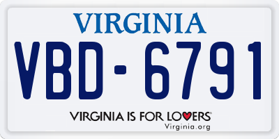 VA license plate VBD6791