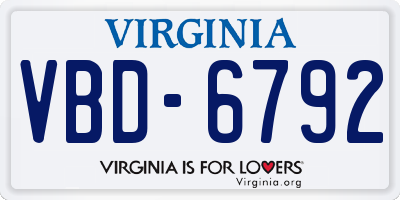 VA license plate VBD6792