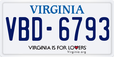 VA license plate VBD6793
