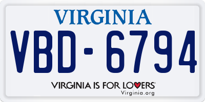 VA license plate VBD6794