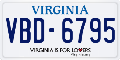 VA license plate VBD6795