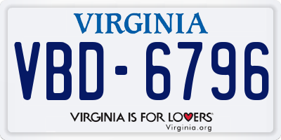 VA license plate VBD6796