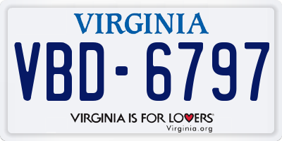 VA license plate VBD6797
