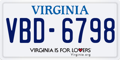 VA license plate VBD6798