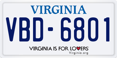 VA license plate VBD6801