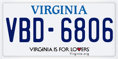 VA license plate VBD6806