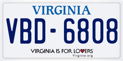 VA license plate VBD6808