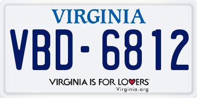 VA license plate VBD6812