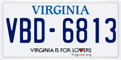 VA license plate VBD6813