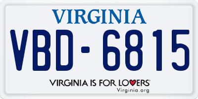 VA license plate VBD6815