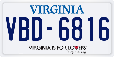 VA license plate VBD6816