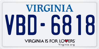 VA license plate VBD6818