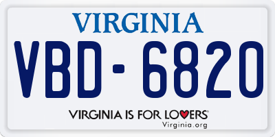 VA license plate VBD6820