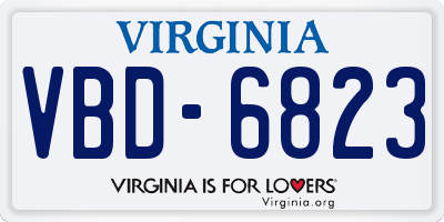 VA license plate VBD6823