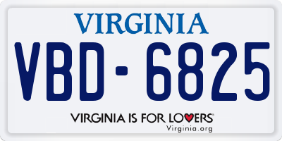 VA license plate VBD6825