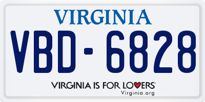 VA license plate VBD6828