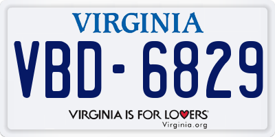VA license plate VBD6829