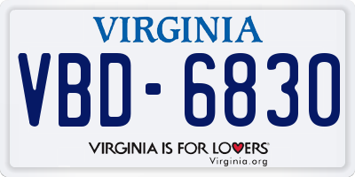 VA license plate VBD6830