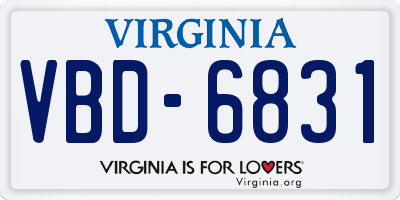 VA license plate VBD6831