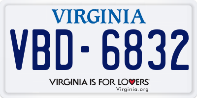 VA license plate VBD6832