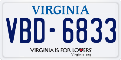 VA license plate VBD6833