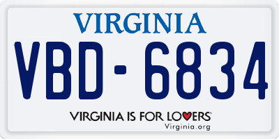 VA license plate VBD6834