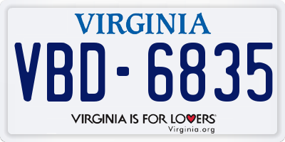 VA license plate VBD6835