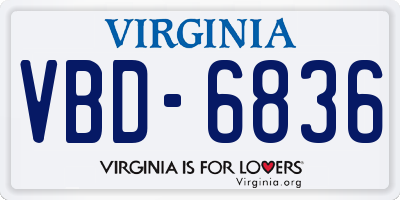 VA license plate VBD6836