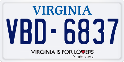 VA license plate VBD6837