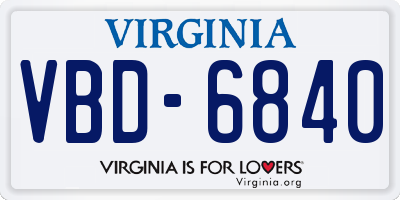 VA license plate VBD6840
